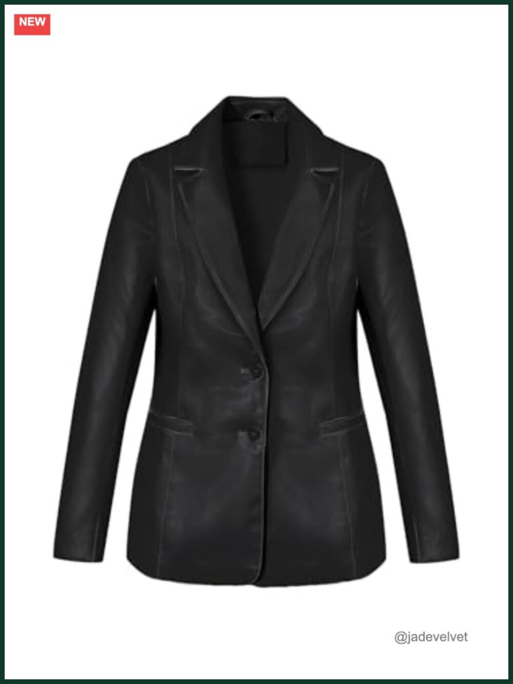 Faux Leather PU Blazer Open Front Business Casual Mid-Length Coat with Pockets